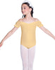 Solid Lycra Puff Sleeve Off the Shoulder Peasant Leotard