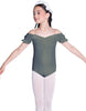 Solid Lycra Puff Sleeve Off the Shoulder Peasant Leotard