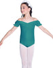 Solid Lycra Puff Sleeve Off the Shoulder Peasant Leotard