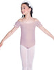 Solid Lycra Puff Sleeve Off the Shoulder Peasant Leotard