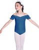 Solid Lycra Puff Sleeve Off the Shoulder Peasant Leotard