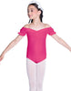 Solid Lycra Puff Sleeve Off the Shoulder Peasant Leotard