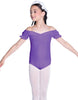 Solid Lycra Puff Sleeve Off the Shoulder Peasant Leotard