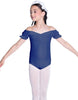 Solid Lycra Puff Sleeve Off the Shoulder Peasant Leotard