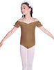 Solid Lycra Puff Sleeve Off the Shoulder Peasant Leotard
