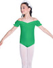 Solid Lycra Puff Sleeve Off the Shoulder Peasant Leotard