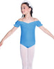 Solid Lycra Puff Sleeve Off the Shoulder Peasant Leotard