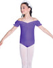Solid Lycra Puff Sleeve Off the Shoulder Peasant Leotard