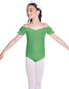 Solid Lycra Puff Sleeve Off the Shoulder Peasant Leotard