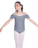 Solid Lycra Puff Sleeve Off the Shoulder Peasant Leotard