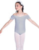 Solid Lycra Puff Sleeve Off the Shoulder Peasant Leotard