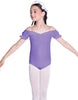 Solid Lycra Puff Sleeve Off the Shoulder Peasant Leotard
