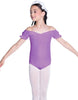 Solid Lycra Puff Sleeve Off the Shoulder Peasant Leotard