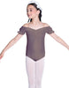 Solid Lycra Puff Sleeve Off the Shoulder Peasant Leotard