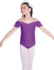 Solid Lycra Puff Sleeve Off the Shoulder Peasant Leotard