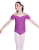 Solid Lycra Puff Sleeve Off the Shoulder Peasant Leotard
