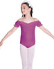 Solid Lycra Puff Sleeve Off the Shoulder Peasant Leotard