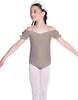 Solid Lycra Puff Sleeve Off the Shoulder Peasant Leotard