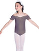 Solid Lycra Puff Sleeve Off the Shoulder Peasant Leotard