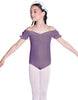 Solid Lycra Puff Sleeve Off the Shoulder Peasant Leotard