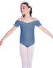 Solid Lycra Puff Sleeve Off the Shoulder Peasant Leotard