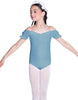 Solid Lycra Puff Sleeve Off the Shoulder Peasant Leotard