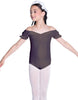 Solid Lycra Puff Sleeve Off the Shoulder Peasant Leotard
