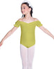 Solid Lycra Puff Sleeve Off the Shoulder Peasant Leotard