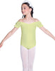 Solid Lycra Puff Sleeve Off the Shoulder Peasant Leotard