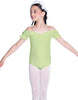 Solid Lycra Puff Sleeve Off the Shoulder Peasant Leotard