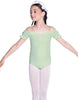 Solid Lycra Puff Sleeve Off the Shoulder Peasant Leotard