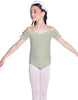 Solid Lycra Puff Sleeve Off the Shoulder Peasant Leotard
