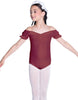 Solid Lycra Puff Sleeve Off the Shoulder Peasant Leotard
