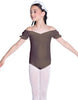 Solid Lycra Puff Sleeve Off the Shoulder Peasant Leotard
