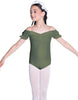 Solid Lycra Puff Sleeve Off the Shoulder Peasant Leotard