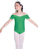 Solid Lycra Puff Sleeve Off the Shoulder Peasant Leotard