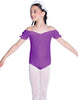 Solid Lycra Puff Sleeve Off the Shoulder Peasant Leotard