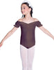 Solid Lycra Puff Sleeve Off the Shoulder Peasant Leotard