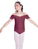 Solid Lycra Puff Sleeve Off the Shoulder Peasant Leotard