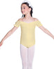 Solid Lycra Puff Sleeve Off the Shoulder Peasant Leotard