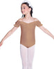 Solid Lycra Puff Sleeve Off the Shoulder Peasant Leotard