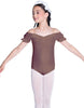Solid Lycra Puff Sleeve Off the Shoulder Peasant Leotard