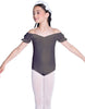 Solid Lycra Puff Sleeve Off the Shoulder Peasant Leotard