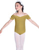 Solid Lycra Puff Sleeve Off the Shoulder Peasant Leotard