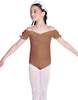 Solid Lycra Puff Sleeve Off the Shoulder Peasant Leotard