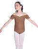 Solid Lycra Puff Sleeve Off the Shoulder Peasant Leotard