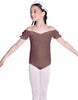 Solid Lycra Puff Sleeve Off the Shoulder Peasant Leotard