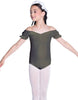 Solid Lycra Puff Sleeve Off the Shoulder Peasant Leotard