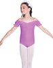Solid Lycra Puff Sleeve Off the Shoulder Peasant Leotard