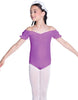 Solid Lycra Puff Sleeve Off the Shoulder Peasant Leotard